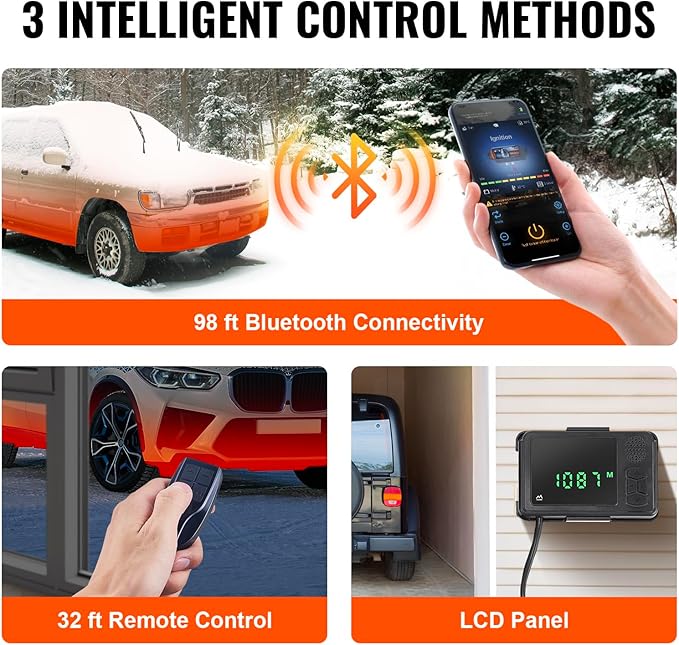 VEVOR 8KW ディーゼルヒーター、自動高度調整機能付きパーキングヒーター、最大18045フィート、Bluetoothアプリ制御ディーゼルエアヒーター、リモコンとLCD、車SUVトレーラーキャンピングカーバンガレージ用