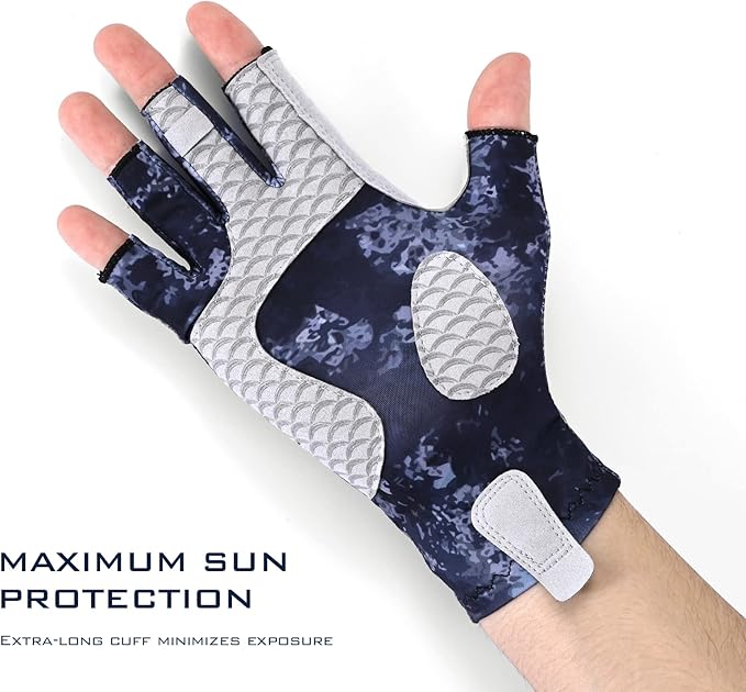 KastKing La Sal Fishing Gloves UPF50+ Sun Gloves UV Protection Fingerless Gloves Men Women for Outdoor, Kayaking, Rowing, Paddling, Canoeing, Hunting