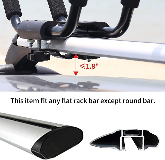 XCAR Universal 2 Pairs Kayak Roof Rack for Surfboard Paddleboard Canoe SUP Boat Skiboard- Rooftop J Bars Carriers Holders for Vehicle Car SUV - Roof Top Mount Kayaks Carrier with 4pcs Straps