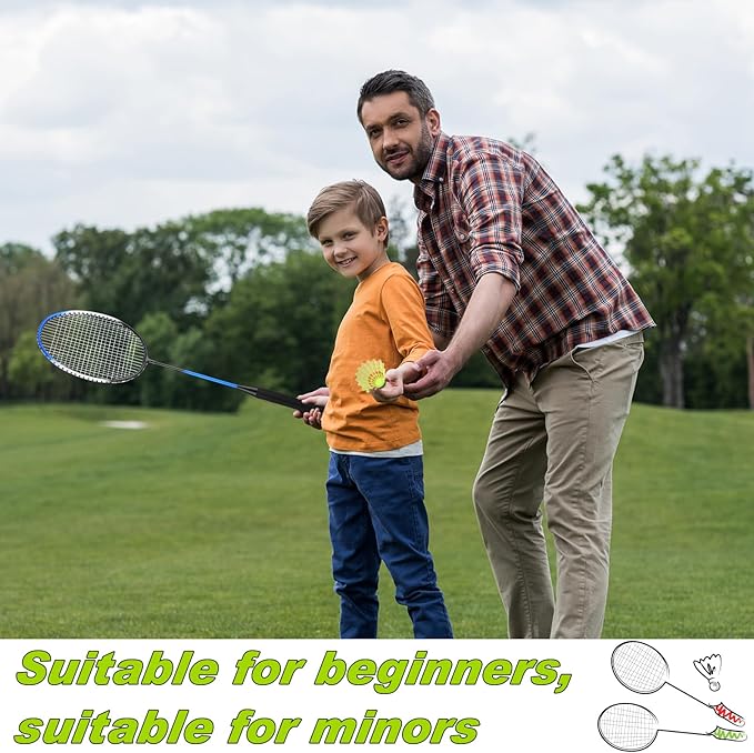 12 Pack Badminton Rackets Set Including Badminton Racquets, Nylon Shuttlecocks and Carry Bag for Outdoor Backyard Games Beginners