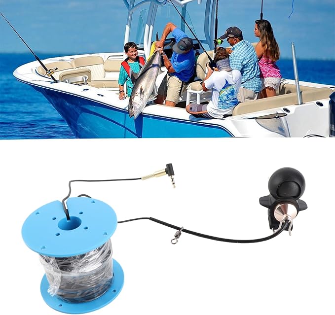 Underwater Fishing Camera with 65ft Cable – CVBS Format HD Transmission, 3.5mm Plug for Boat Fish Finders