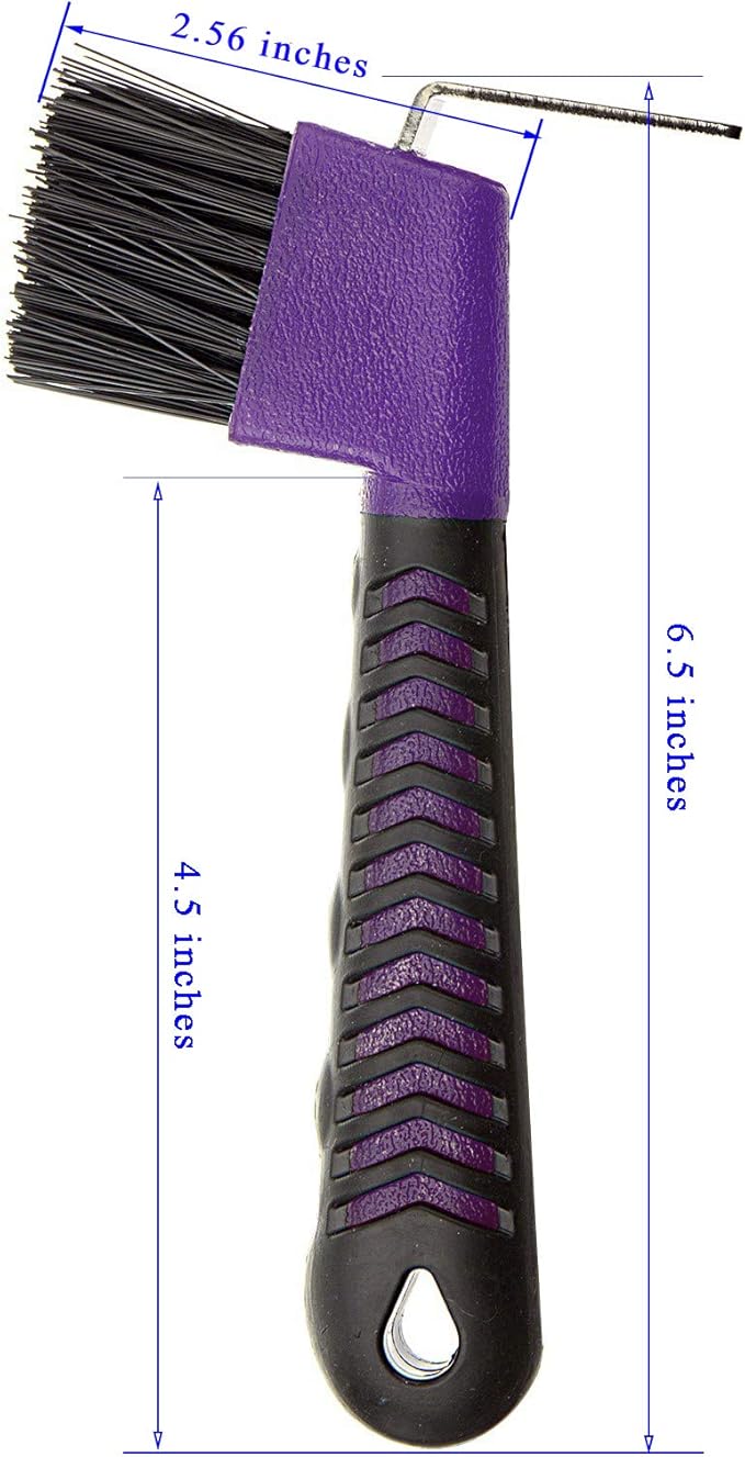 BOTH WINNERS 4Pcs Horse Hoof Pick Brushes, with Soft Touch Rubber Handle