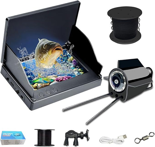 水中釣りカメラ 4.3インチ 1080P アイスフィッシングカメラ 220°広角ナイトビジョン 100FTケーブル 5000mAhバッテリー IP68防水 水中カメラ 氷上・湖・海・ボート釣り用