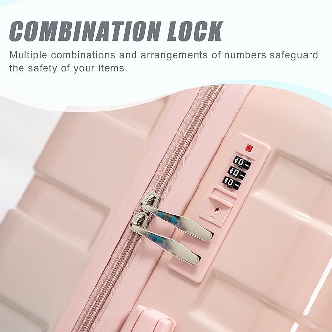 Luggage Sets, ABS Hardshell Suitcase Spinner Wheels and Lock