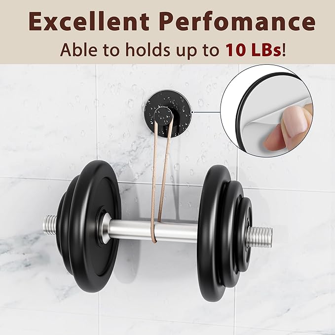 Multifunctional Towel Hooks for Bathroom Wall - Extra Sticky Stainless, Holds up to 12LB, Coat Hooks Wall Hooks, Adhesive Door Holder Hanger Shower Accessories, Matt Black Heavy Duty