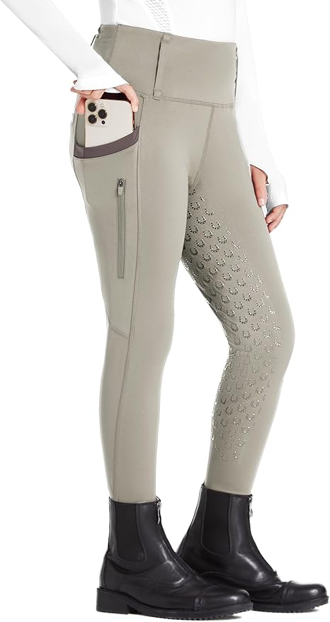 FitsT4 Sports Girls Riding Pants Full Seat High Waist Kids Equestrian Breeches Horse Schooling Tights Zipper Pockets