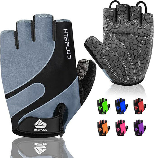 Bike Gloves for Men Women with Anti-Slip Shock-Absorbing Pad, Light Weight Half-Finger Cycling Gloves