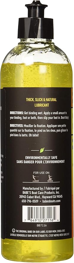 Babe's Boot Butter – ウェイクボード＆スキー用ウォーターベースバインディング潤滑剤 – 環境に優しく、乾きにくい配合で簡単装着＆ぴったりフィット – 1パイント
