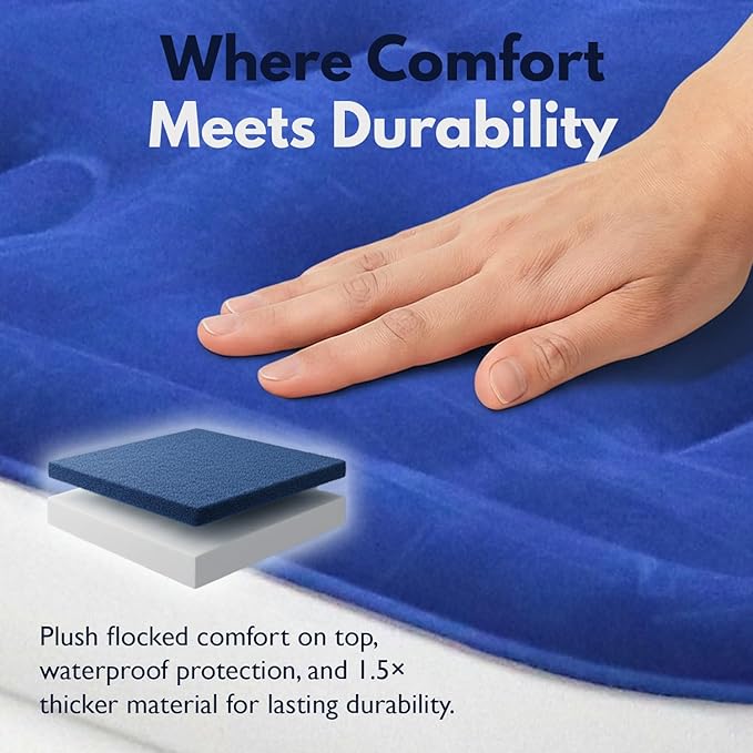 King Koil Luxury Full-Size Air Mattress with Built-In High-Speed Pump & Built-In Pillow Top, 20" Inflatable Double High Airbed for Home, Camping & Guest Comfort, Waterproof & Portable, 1-Year Warranty