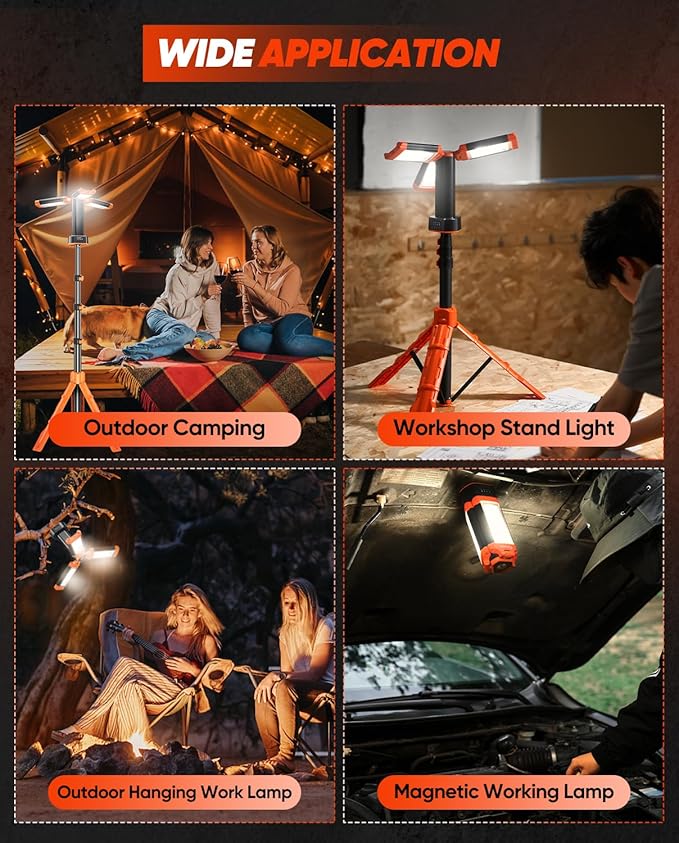 Saker ポータブルキャンプライト スタンド付き 73インチ 20000mAh 充電式LEDワークライト 3200ルーメン 4000/6500K 非常用ライト キャンプ、ガレージ、屋外作業、停電、釣り用 LD18