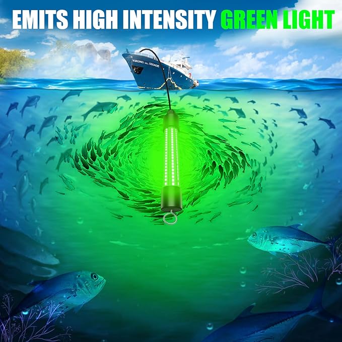 Underwater Fishing Light Compatible for Dewalt 20V Battery，LED Green Light for IP68 1300 Lumens Fish Attracting, Night Fishing for Docks Boats or Kayaks(no Battery)