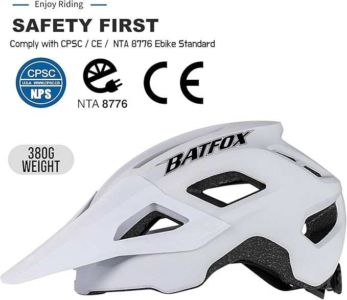 BATFOX NTA 8776 E-Bike & Mountain Bike Helmet for Adults Youth, E-MTB Cycling Helmet for Men Women (52-60CM)
