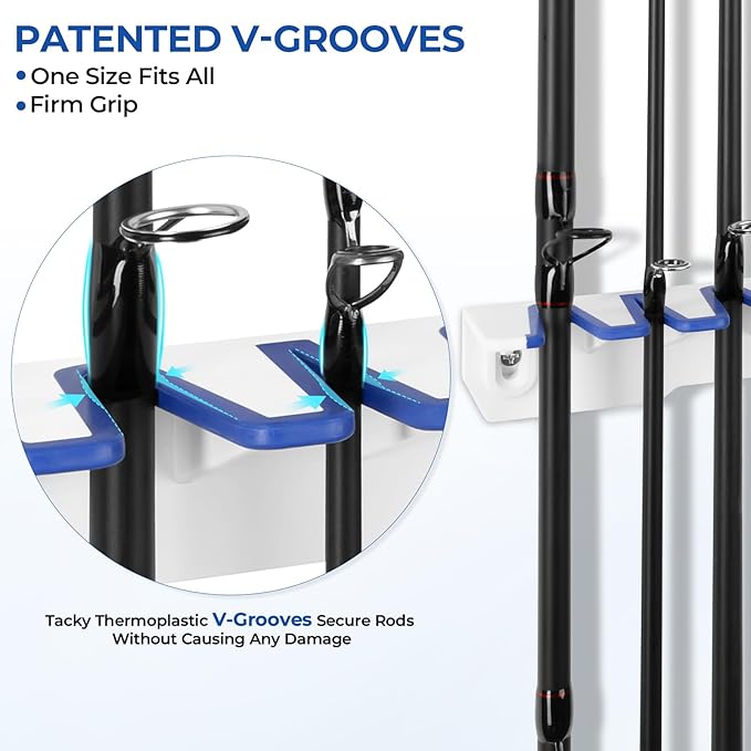KastKing V15 Vertical Fishing Rod Holder – Wall Mounted Fishing Rod Rack, Store 15 Rods or Fishing Rod Combos in 17.25 Inches, Great Fishing Pole Holder and Rack