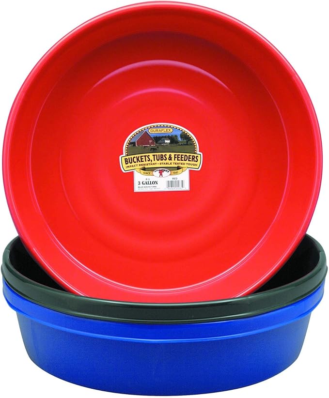 Little Giant® Plastic Utility Pan | Feed Pan | Durable & Versatile Livestock Feeding Bucket | Made in USA | 3 Gallon | Blue