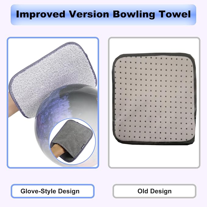 Bowling Towel Shammy Pad, Wearable Bowling Ball Towel Glove, Dual-Sided Microfiber Bowling Rag for Easy, Gentle, Deep Cleaning - Bowling Accessories for Men Women