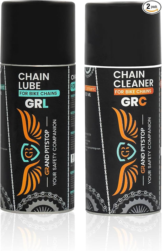 GRAND PITSTOP Chain Cleaner, Degreaser 160ml and Chain Lube, Greaser, 160ml Motorcycle Bike Chain Cleaner for all bikes Motorcycles, Super Durable