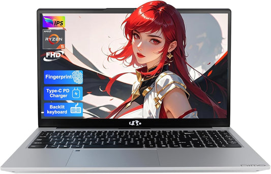 15.6'' IPS FHD-Laptop, 8GB RAM 256GB SSD AMD Ryzen 5(Beat i5-1135G7, 4 Cores Up to 3.7GHz) Student Computer with 65W Type-C, 2 Years Warranty, Fingerprint, Backlit Keyboard, BT5.2, Numpad, for Home