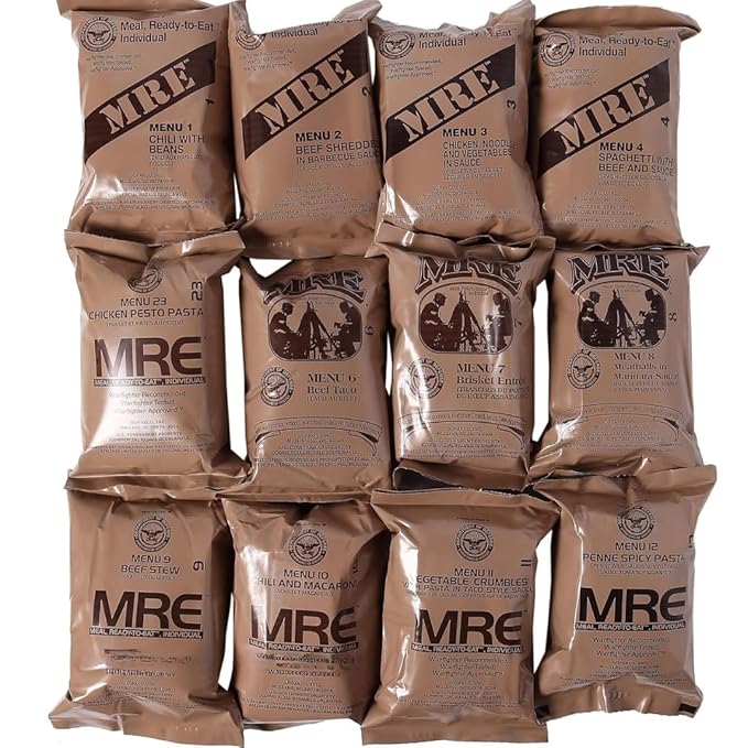 2026年検査 MRE、米国MRE食事、非常用品、非常食料品、サバイバル食料、フリーズドライ食品（加熱器付き）、レディミール（12種類詰め合わせ） – （AまたはBケースはランダムに選択）新鮮な在庫 – 検査日から10年間の保存期間