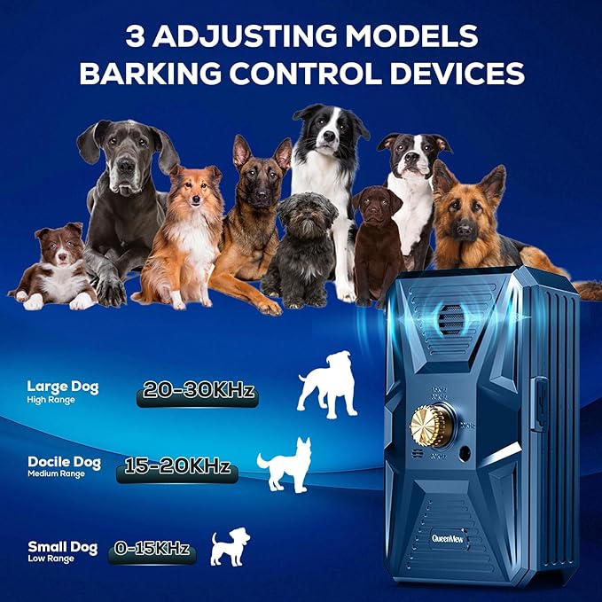 Anti Barking Devices, Auto Ultrasonic Dog Bark Deterrent Devices Long Range 50ft, 3 Modes Rechargeable Bark Box Barking Control Devices, Effective Stop Barking Dog Devices Indoor/Outdoor Training