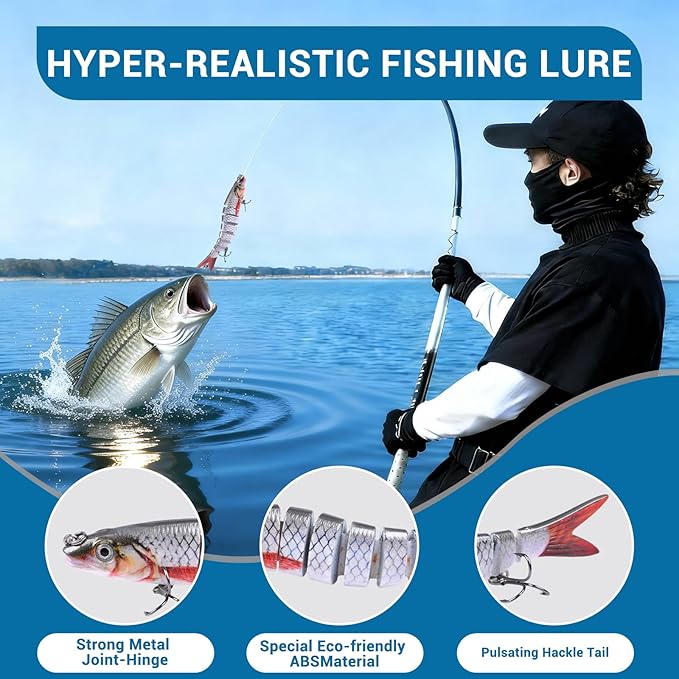 Fishing Lures Multi Jointed Fish Fishing Kits Slow Sinking Lifelike Swimbait Freshwater and Saltwater Crankbaits for Bass Trout Bass Lures