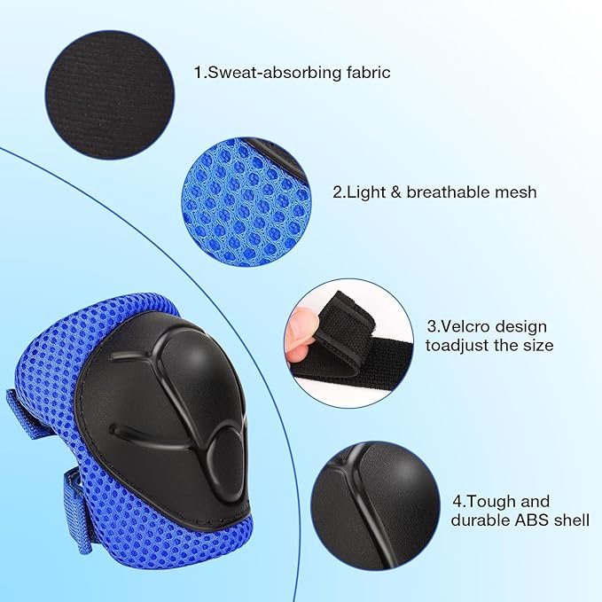 Knee Pads for Kids， Knee Pads and Elbow Pads Set Toddler 3-10 Years Protective Gear Set for Girls Boys with Wrist Guards for Skating Cycling Bike Rollerblading Scooter