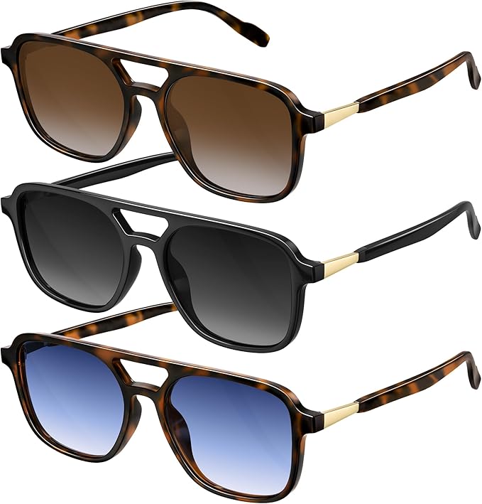 Retro Aviator Sunglasses for Women Men:Polarized Trendy Vintage 70s Rectangle Womens Shades Sun Glasses UV Protection