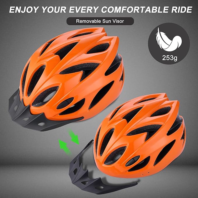 Zacro Adult Bike Helmet, Lightweight Bicycle Helmet with Removable Pads and Visor, CPSC Certified Safety Helmet for Men Women, Mountain Road Cycling Helmet for Adult