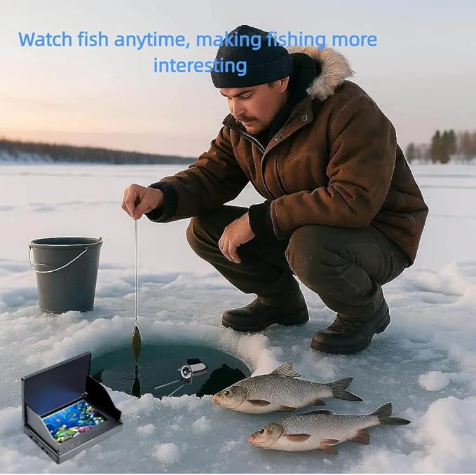 5" Underwater Fishing Camera 98ft Cable, Portable Fish Finder with Camera, Night Vision Ice Fishing Camera, Waterproof Fish Camera for Boat, Kayak & Lake Fishing, Easy to Use for Beginners