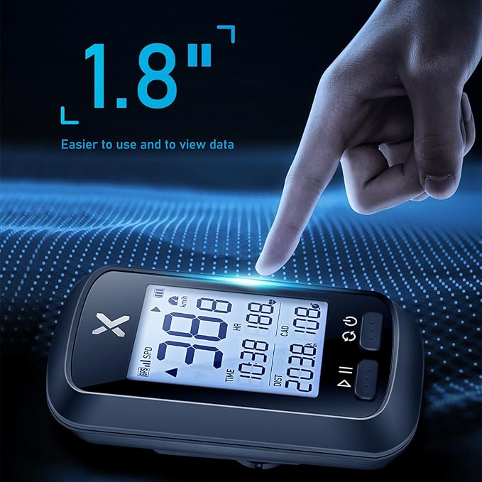 XOSS G+ Wireless Bike Computer, GPS Cycling Speedometer and Odometer with Bluetooth and ANT+, Bicycle Accessories with LCD Display, Waterproof MTB Tracker Fits All Bikes