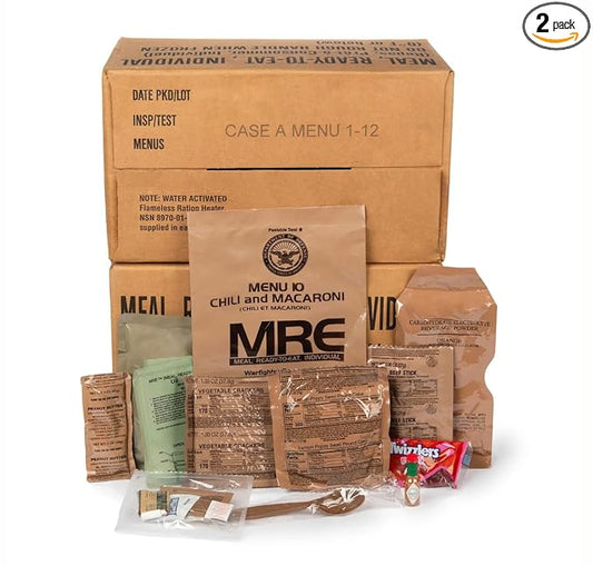 2026 Inspection MRE, U.S. MRE Meals, Emergency Supplies, Emergency Food Supply, Survival Food, Freeze Dried Food w/Flameless Heater, Ready Meals (Variety Pack of 24) – (A & B Case Fresh Stock) MREs have 10 Year Shelf Life From Inspection Date