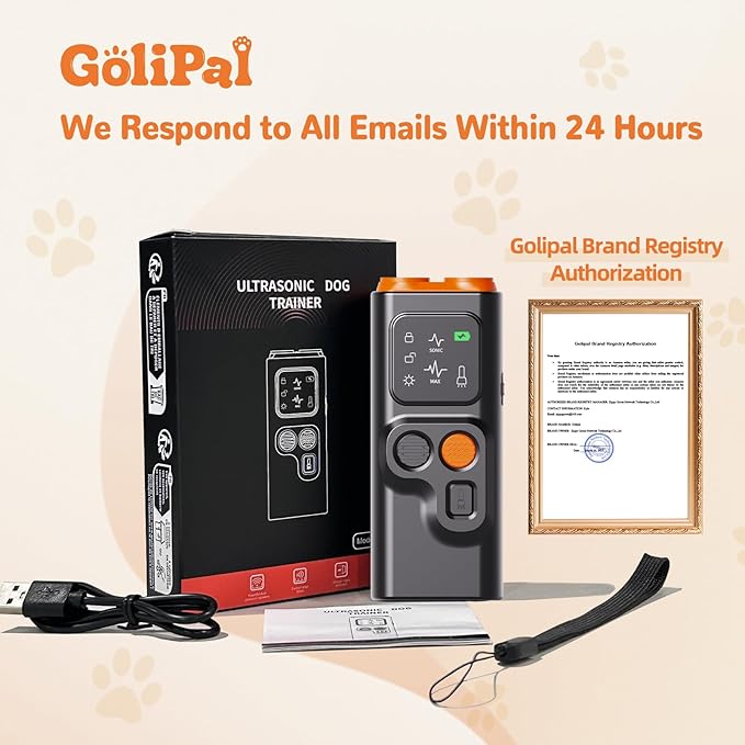 Golipal Dog Bark Deterrent Devices, Ultrasonic Dog Bark Deterrent Devices, 2 Ultrasonic Modes Anti Barking for Dogs, 30FT far Dog Training Tools, for Training to Improve Bad Behavior (Black)