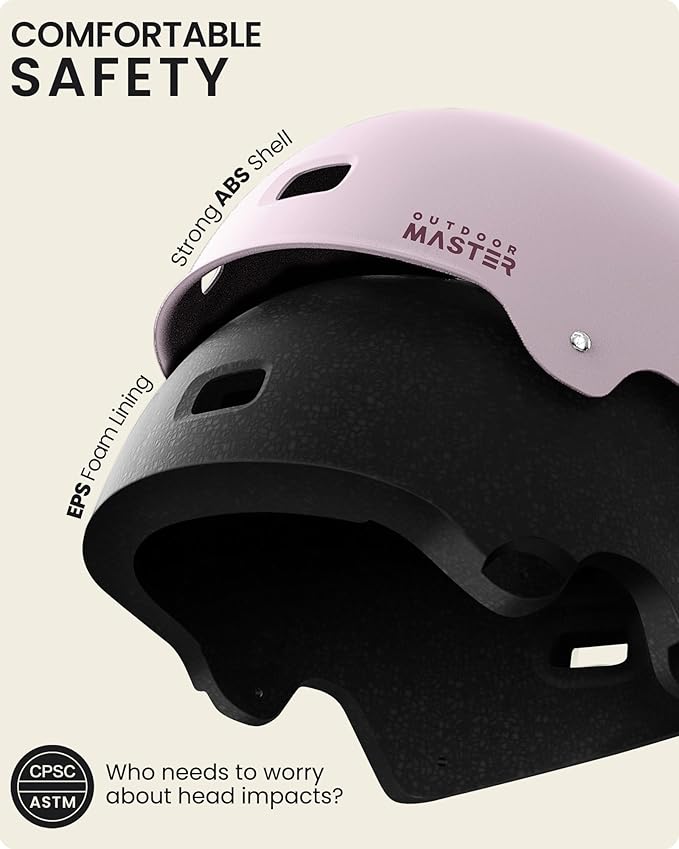 OutdoorMaster スケートボード サイクリング ヘルメット - 取り外し可能なインナー2枚 通気性 多用途 スポーツ スクーター ローラースケート インラインスケート ローラーブレード 子供 ユース 大人用