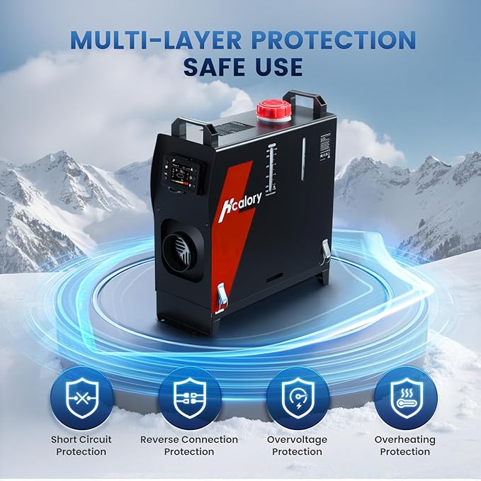 8KW Diesel Heater 12V, HBS1S Parking Diesel Air Heater All-in-one with App Control, 10-Temperature Settings, Auto Start-Stop and Fast Heating, 110V AC & 12V 24V DC, for Campers, RV Truck, Boat, Car