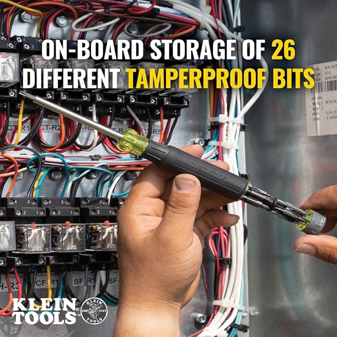 Klein Tools 32327 精密ドライバーセット、27-in-1マルチビットドライバー、本体収納、希土類磁石、ターミナルブロックに最適