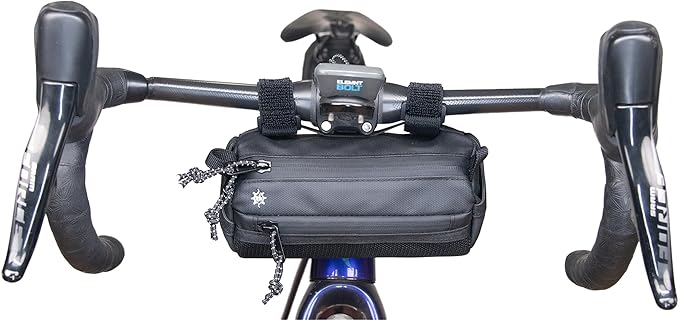 Lumiere & Co. Bike Handlebar Bag - Durable, Multiple-Size Options and Multi-Color Options - Dual Elastic Straps, Clips & Hook & Loop Attachments (Black, Small)