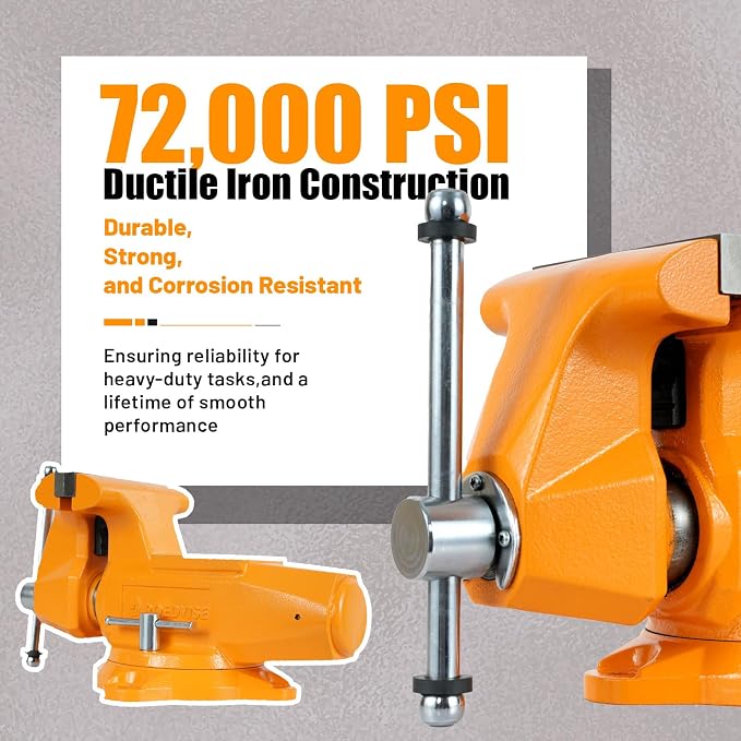 6"Bench Vise, 7"Jaw Opening 360° Swivel Base 4" Throat Depth