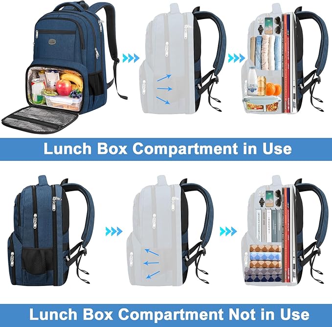 MATEIN Backpack Lunch Box, Water Resistant Mens Lunch Backpack for Work with 18 Inch Laptop Compartment, TSA Flight Approved Travel Bookbag with Luggage Strap, Extra Large Insulated Cooler Bag