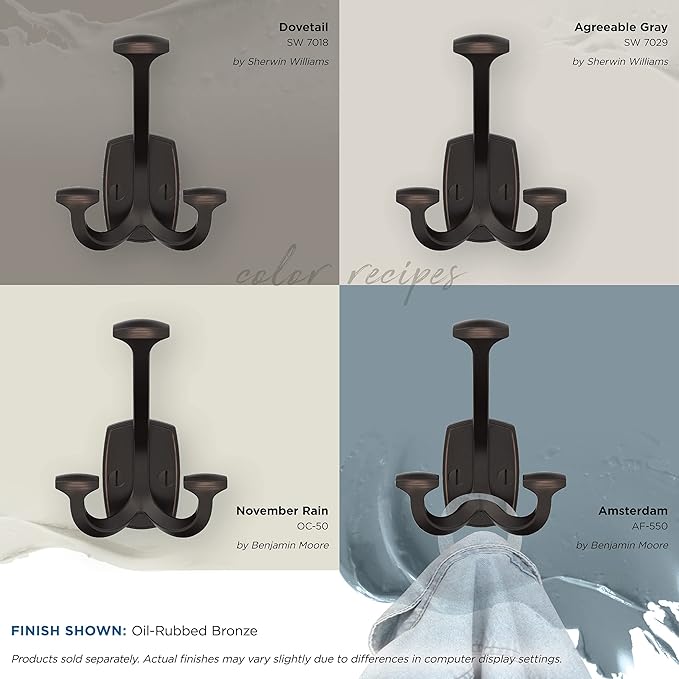 Amerock H37004ORB | Vicinity Triple Prong Decorative Wall Hook | Oil Rubbed Bronze Hook for Coats, Hats, Backpacks, Bags | Hooks for Bathroom, Bedroom, Closet, Entryway, Laundry Room, Office