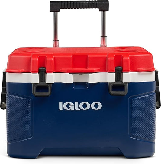 Igloo Trailmate 52Qt Wheeled Cooler, Insulated Hard Shell Ice Chest, Americana