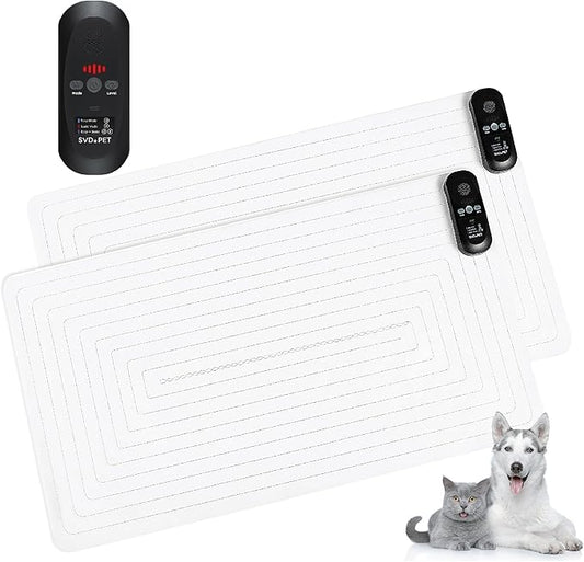 SVD.PET (2-Pack Pet Training Mat with Tester, Pet Shock Pad, Dogs & Cats Electronic Repellent mat for Indoor, 3 Training Modes, 5 Levels, Pet Safe Mode (Black controler 30" X 16")