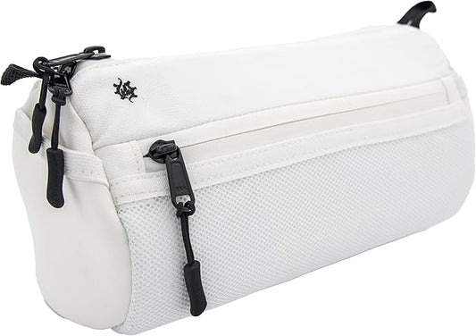 Lumiere & Co. Bike Handlebar Bag - Durable, Multiple Size and Color Options - Dual Elastic Straps, Clips & Hook-and-Loop for Customizable Fit (White, Large)