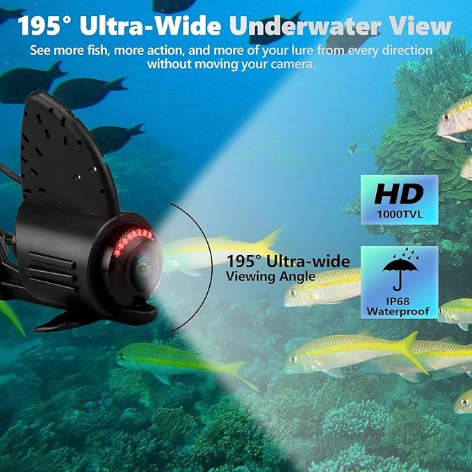𝟮𝟬𝟮𝟲 𝗡𝗘𝗪 Underwater Fishing Camera 4.3'' IPS 1000TVL w/ 5000mAh, [30°~150° Angle Fin] Ice Fishing Camera Underwater Portable Fish Finder Fishing Gift for Men, IR, Boat and Kayak Fishing, 65FT