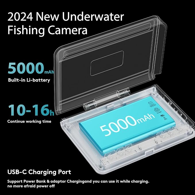 FOURQ フィッシングカメラ、220°超広角HD水中フィッシングカメラ（4.3インチLCD＆IRナイトビジョン、5000mAh充電式バッテリー、100フィートケーブル付き）アイス・湖・ボート・カヤックフィッシング用