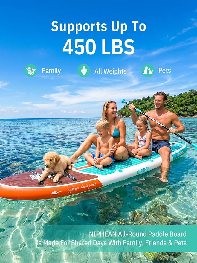Niphean Inflatable Stand Up Paddle Board with SUP Accessories, Anti-Slip EVA Deck, 10’6’’ Inflatable Paddle Boards for Adults & Youth of All Skill Levels
