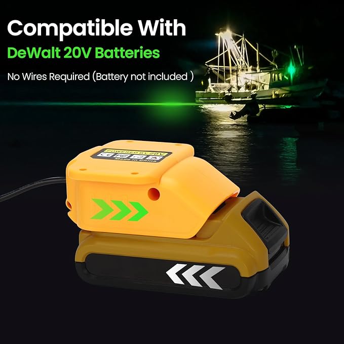 OLIBUY LED Underwater Green Fishing Light, 13W 1300 Lumens IP68 Rated Submersible Fishing Light Attractants for Night Fishing, Docks, Boats, Kayaks(No Battery)