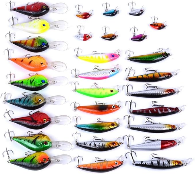 Aorace Fishing Lures Kit Mixed Including Minnow Popper Crank Baits with Hooks for Saltwater Freshwater Trout Bass Salmon Fishing