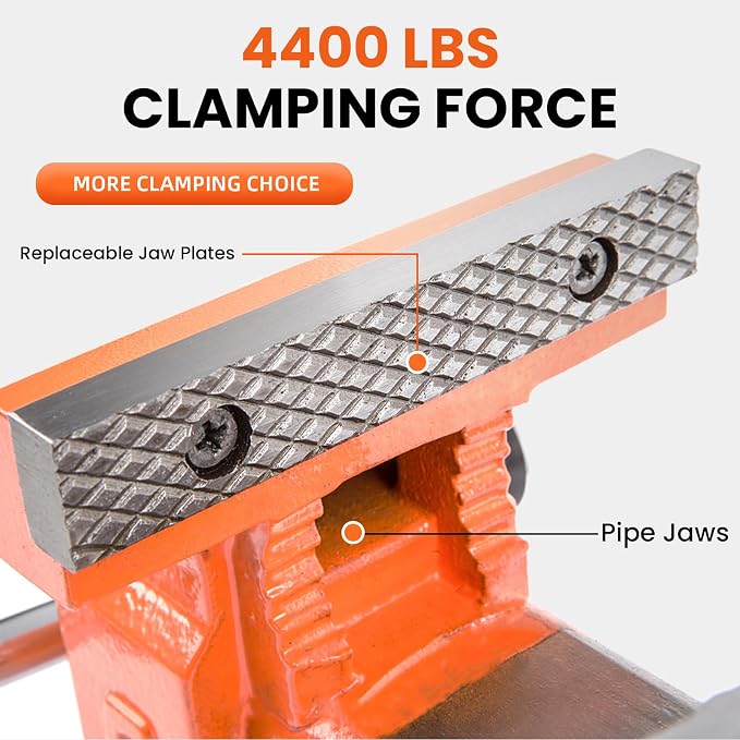 Forward 30404 4 Inch Bench Vise Heavy Duty with Anvil and 360° Swivel Base