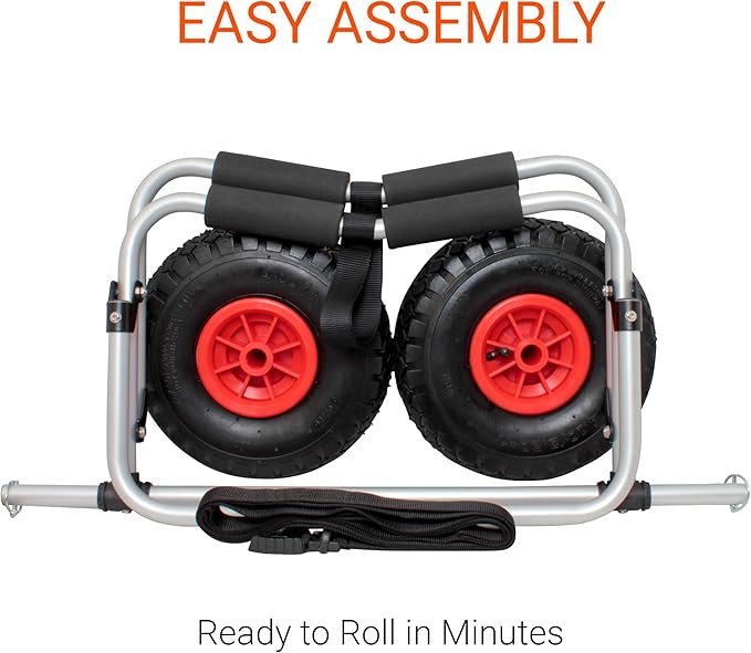 BKC UH-KC271 Two-Wheeled Cart for Kayaks, Stand Up Paddle Boards, Canoes - Easy Overland Transport at The Lake, Beach, or Reservoir