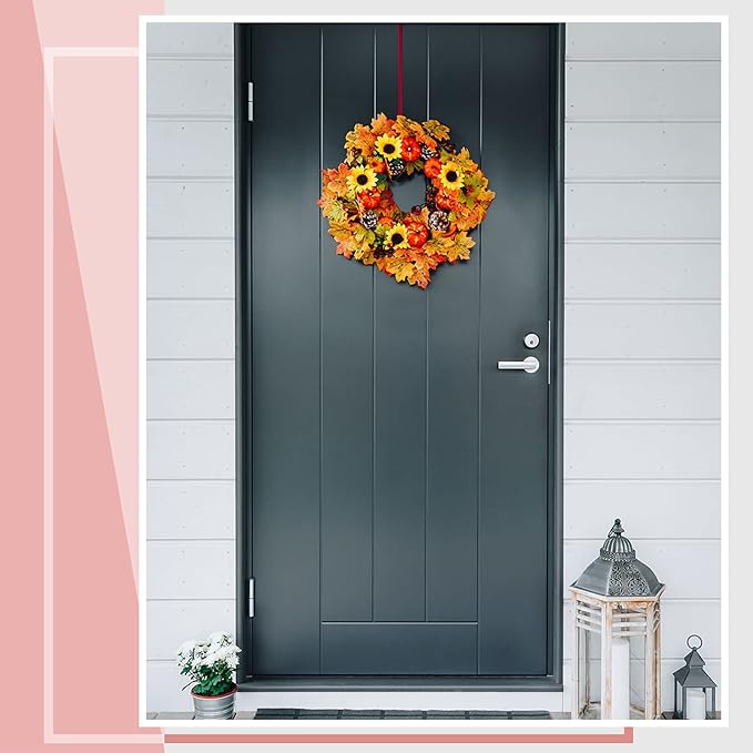 Hotop 15 Inch Wreath Hangers for Front Door Wreath Doors Hangers Steel Material Clothes Towel Hooks Holder Over The Door Hanger Hooks 2 Pcs for Christmas Halloween Front Decorations(Red)