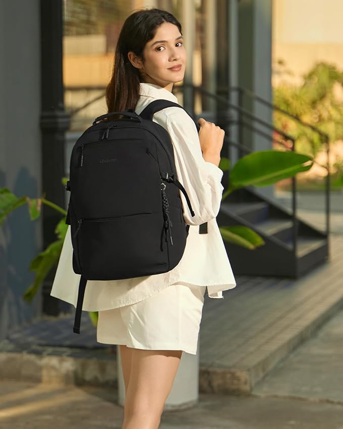 LOVEVOOK Laptop Backpack for Women Men with Giant Tumbler Holder - 17.3Inch Work Computer Travel Backpack with Laptop Compartment, Water Resistant, Cute Commuter College Teacher Nurse Purse Bag,Black